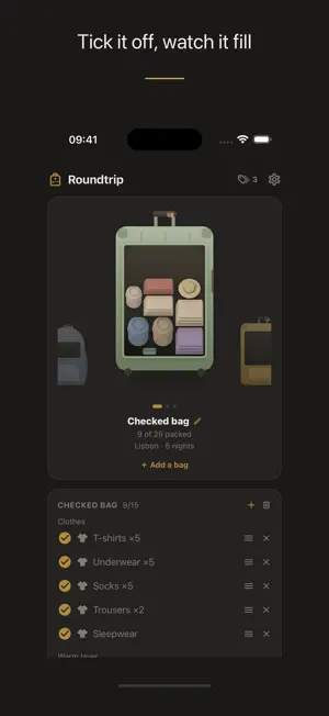 Roundtrip Packing List screenshot 3