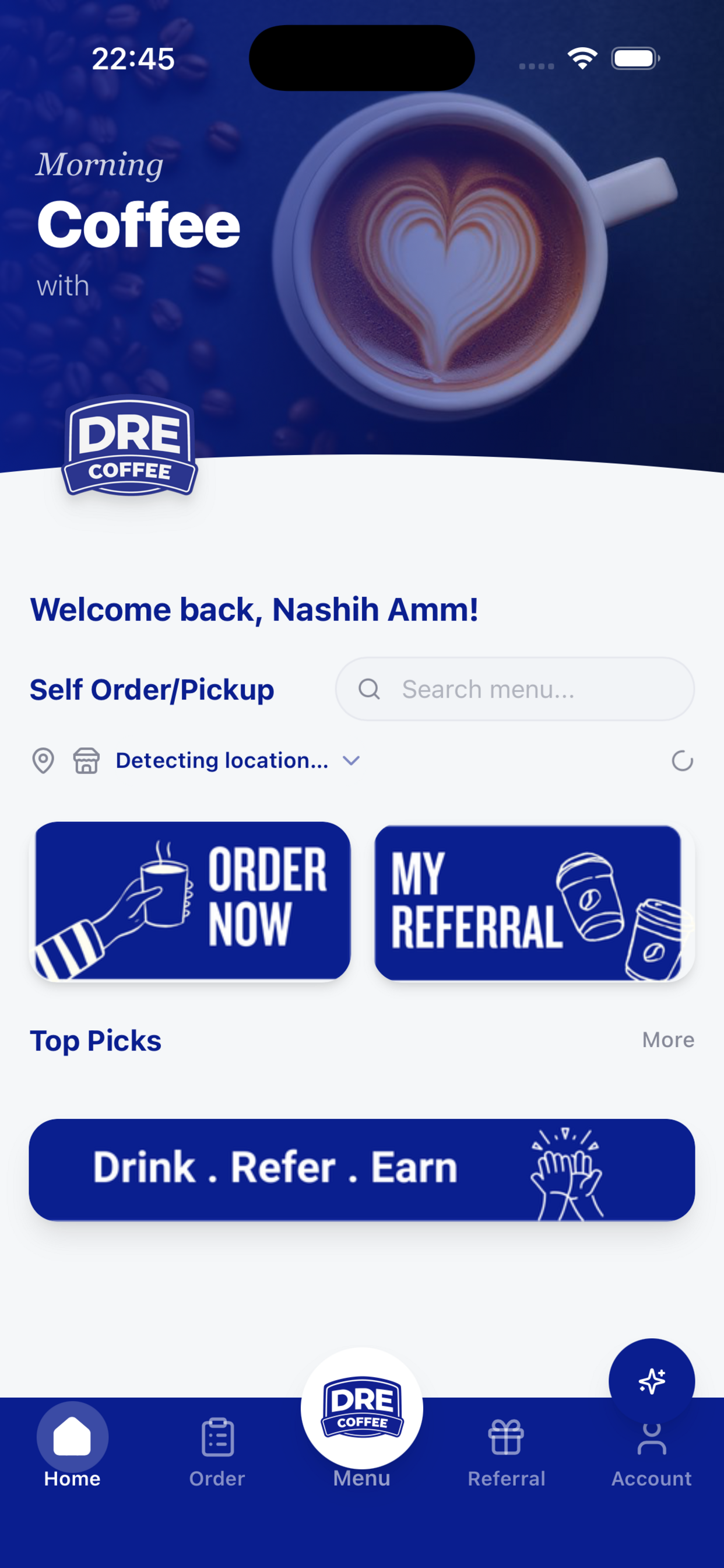 DRE Coffee: Drink Refer Earn