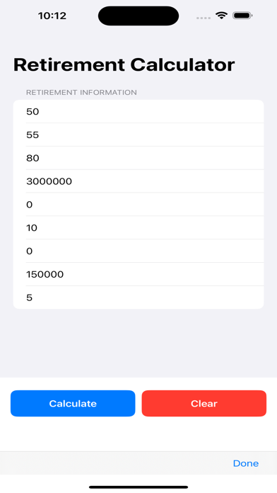 Retirement Saving Calculator Screenshot