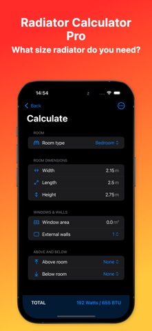Radiator Calculator Pro iPhone screenshot