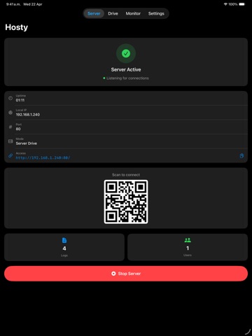 Hosty - Server & Drive iPad screenshot 2