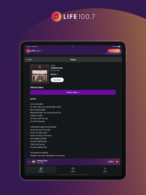 Life 100.7 iPad screenshot 5 - Music app