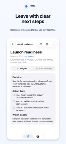NTMY: Smart Meeting Note Taker Screenshot 1 of 5