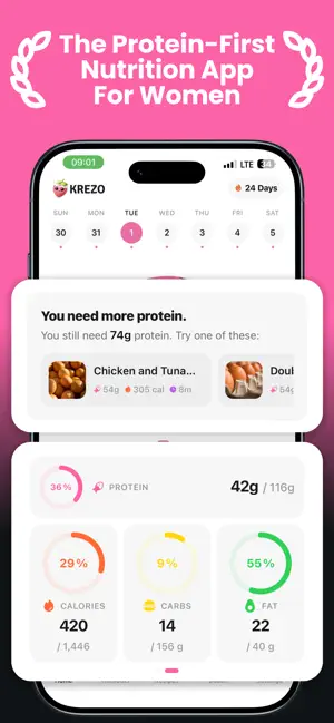 KREZO – Women Protein Tracker screenshot 1