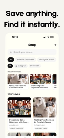 Snug: Save & Organize Anything iPhone screenshot