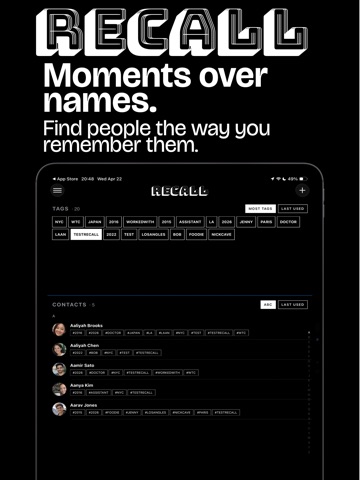 Recall Contacts iPad screenshot