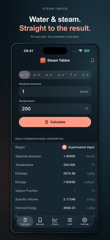 Steam Tables Pro screenshot 1 of 6
