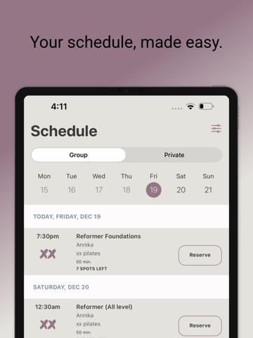 xx pilates iPad screenshot