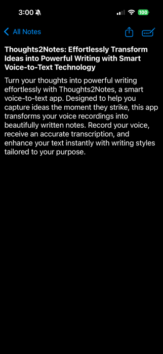 Thoughts2Notes Screenshot 2 of 4