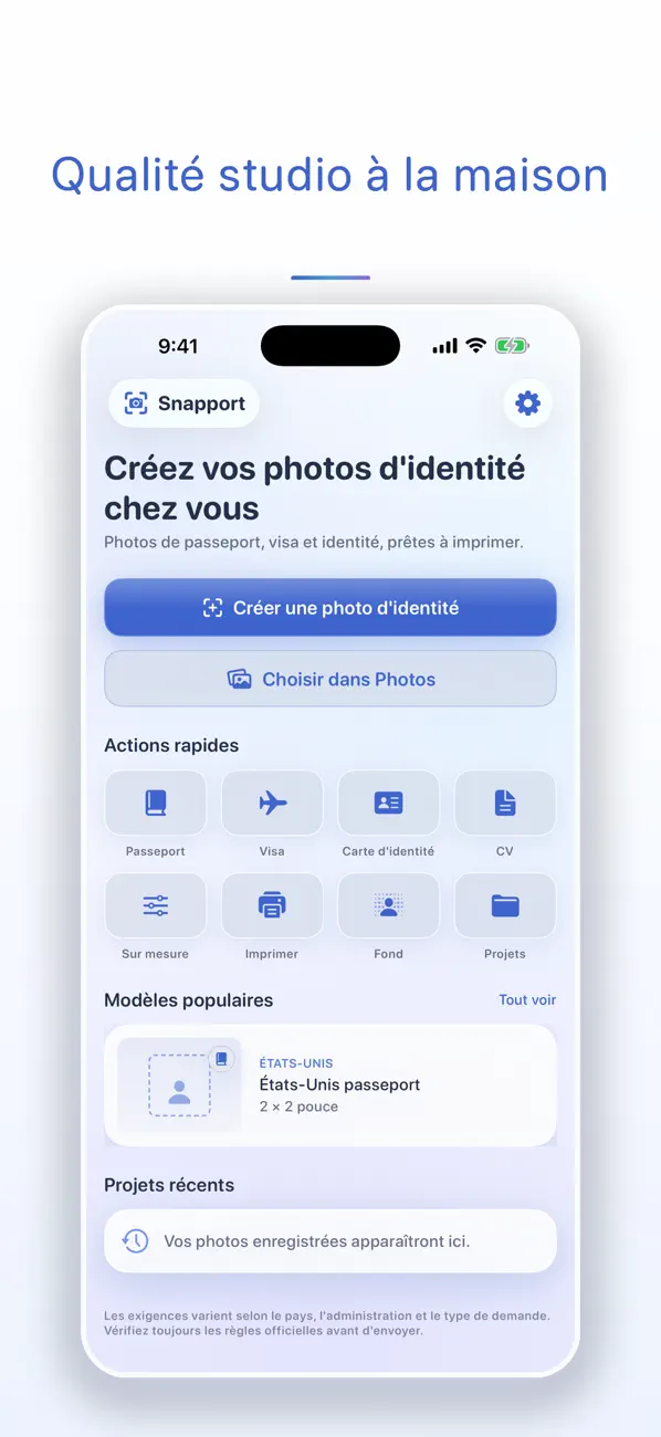 Screenshot #1 pour Snapport : Photo d'identité