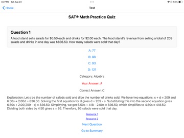Sat® Math Quiz iPad screenshot