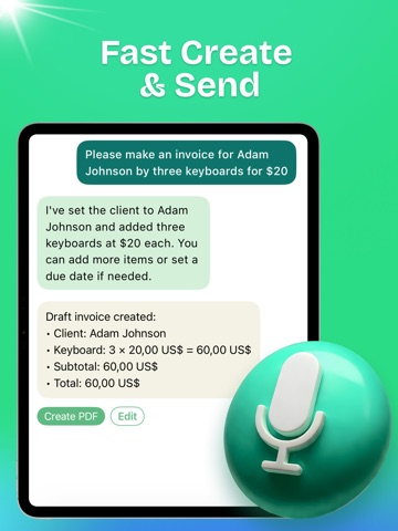 Voice to Invoice AI iPad screenshot
