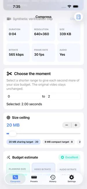 Clipquota: Exact Video Size screenshot 1