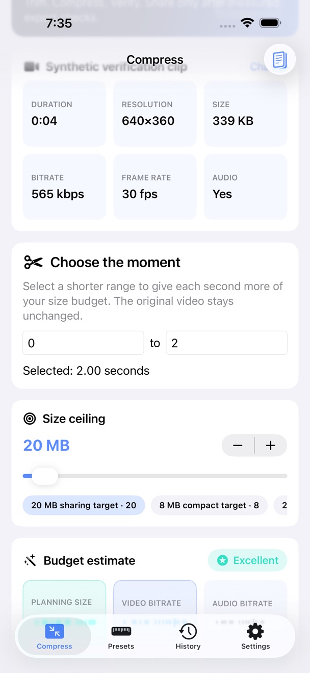 Clipquota: Exact Video Size screenshot 1 of 3