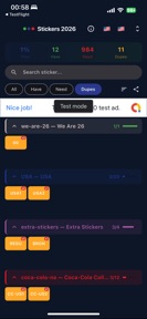 Stickers Cup 2026 List screenshot