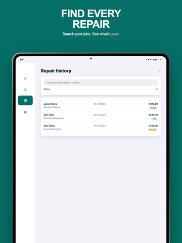 Appliance Repair Invoice iPad screenshot