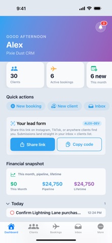 Pixie Dust CRM iPhone screenshot