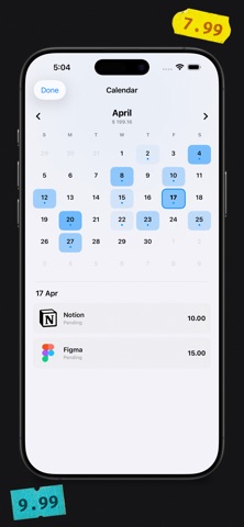 Vault: Subscription Tracker iPhone screenshot
