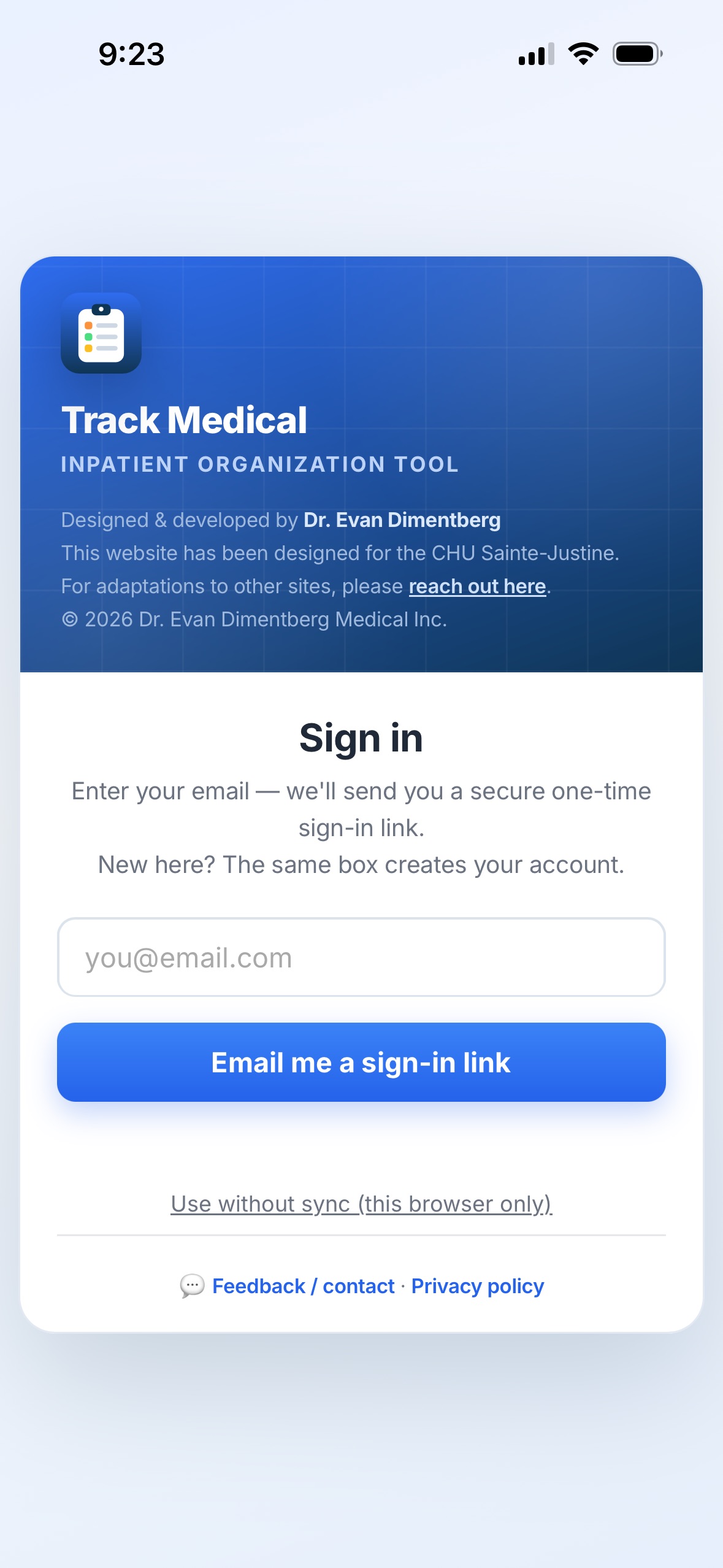 Screenshot 1 of Track Medical