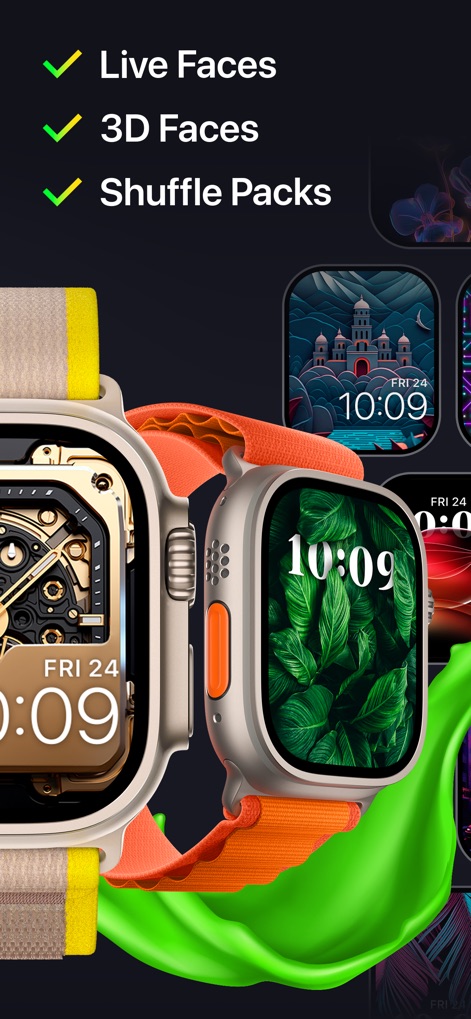 Watch Faces - WatchLab - Discover the app's advanced customization options, including dynamic Live Faces and visually rich 3D designs, to constantly refresh the Apple Watch's look.
