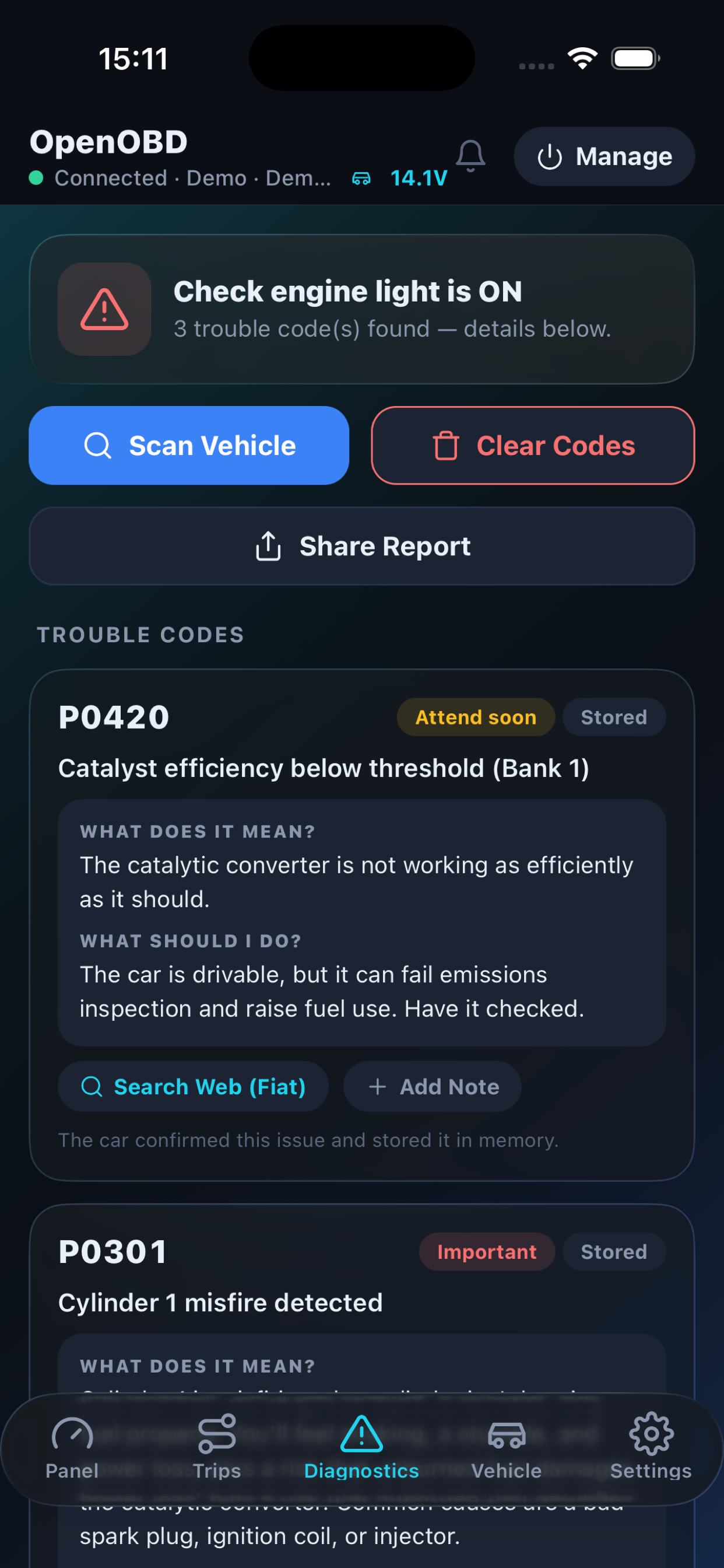 OpenOBD: Live Car Data screenshot 4