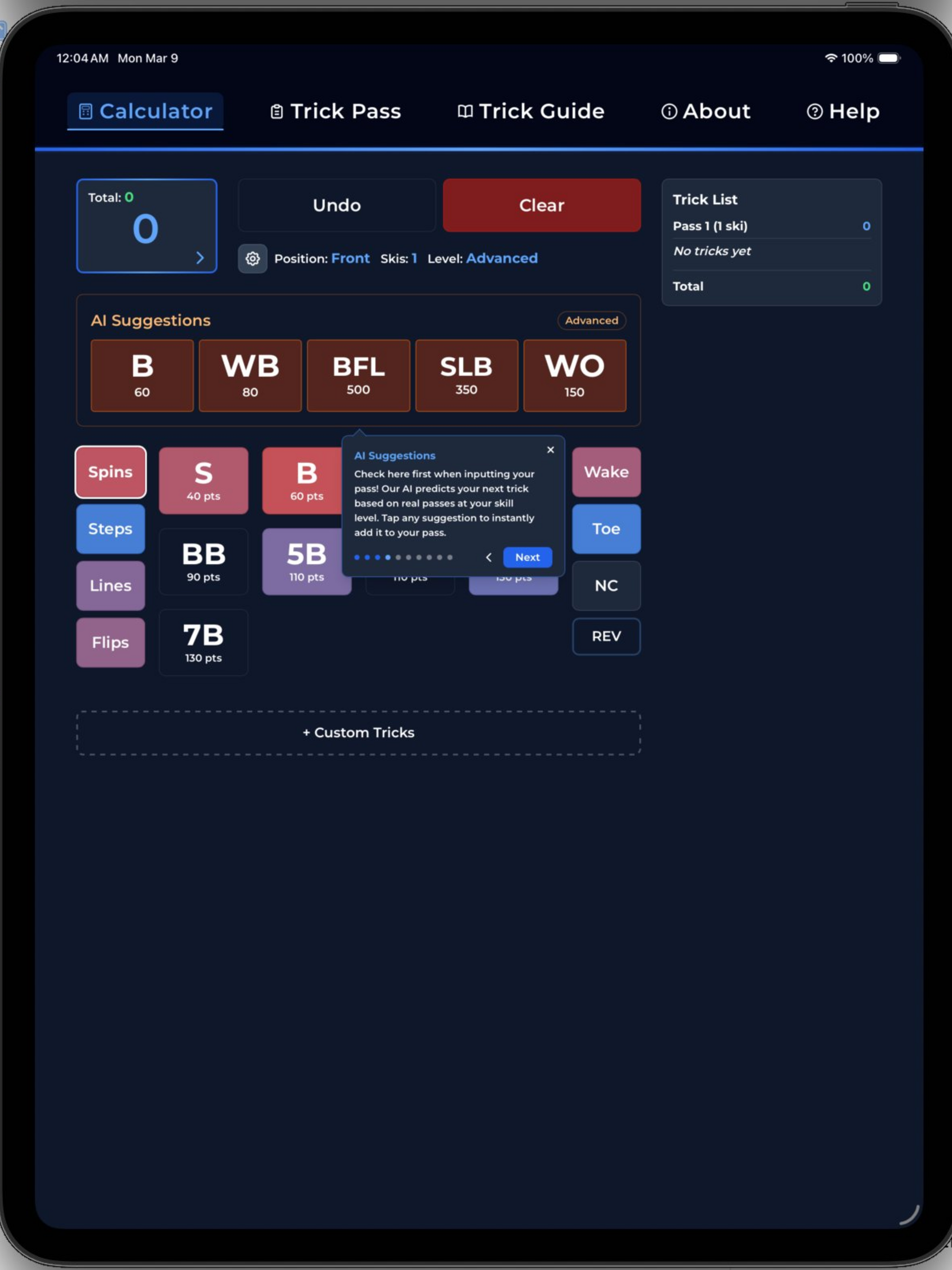 Trick Ski Calc