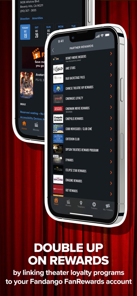 Fandango - Get Movie Tickets - Users can seamlessly link multiple theater loyalty programs, ensuring they double up on rewards from diverse partners like AMC Stubs and Regal Crown Club.