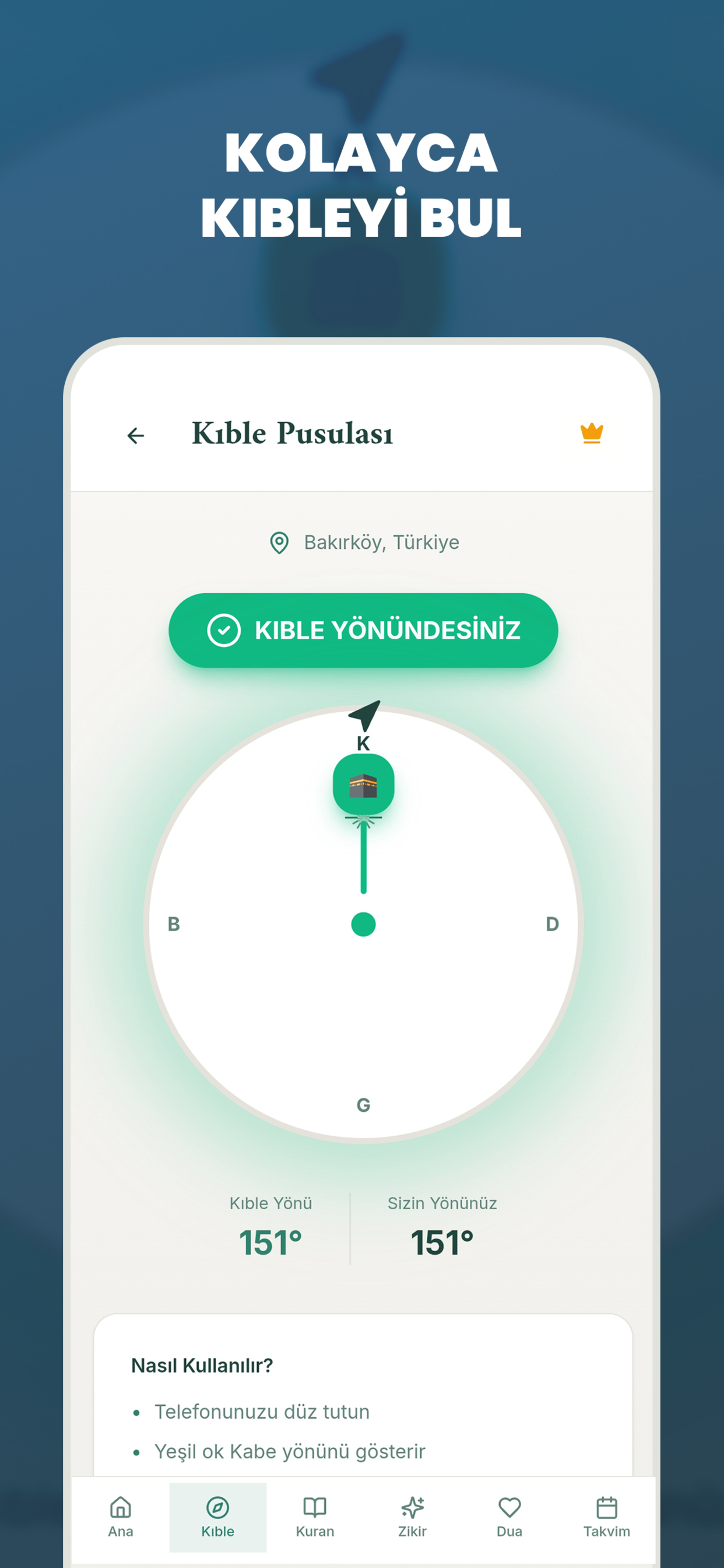 Namaz Vakitleri, Zikir, Kıble