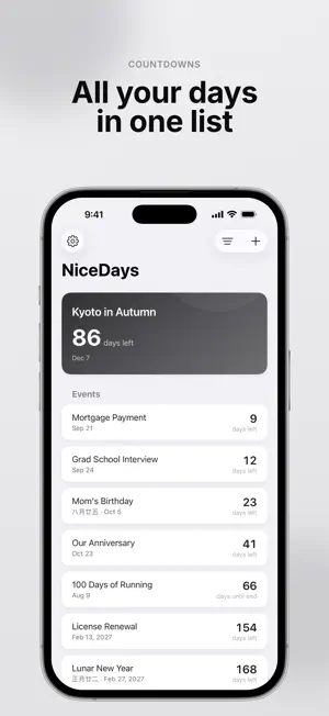 NiceDays - Minimal Countdown screenshot 1