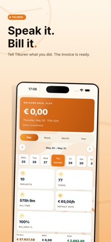 Tikuren: Voice Time Tracker iPhone screenshot