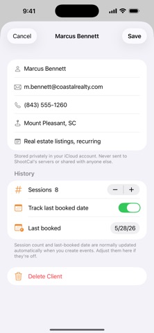 ShootCal iPhone screenshot