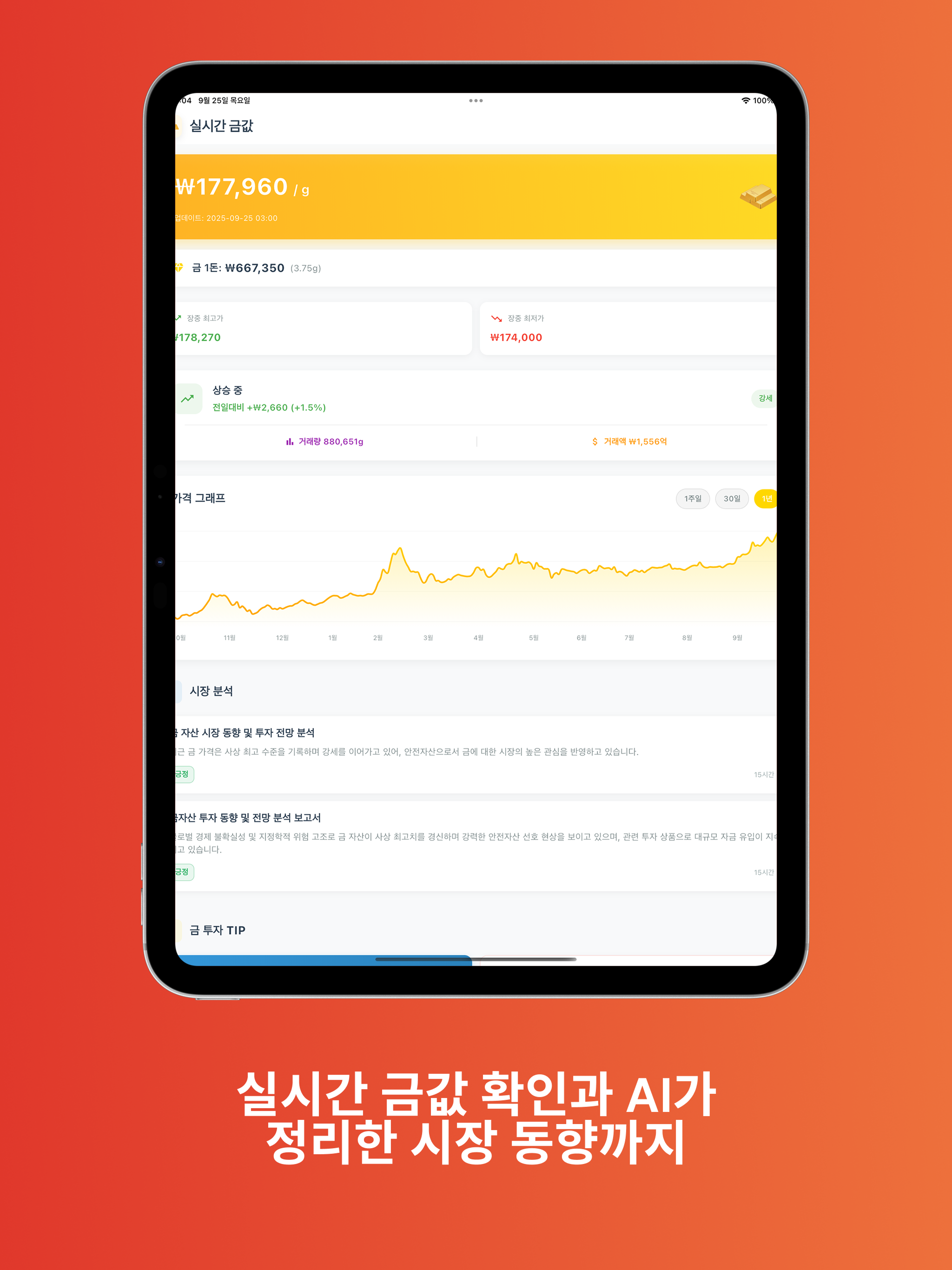 실시간 금값 - AI 시장 동향 요약, 금 시세 차트