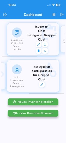 Inventarerfassung screenshot