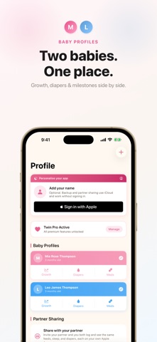 Twin Baby Feed Tracker - Twin iPhone screenshot