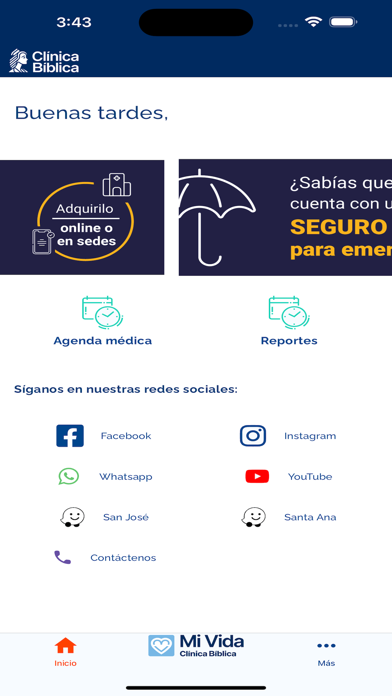 Hospital Clínica Bíblica Screenshot
