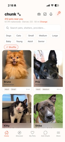 Chunk: Pet Adoption & Health iPhone screenshot