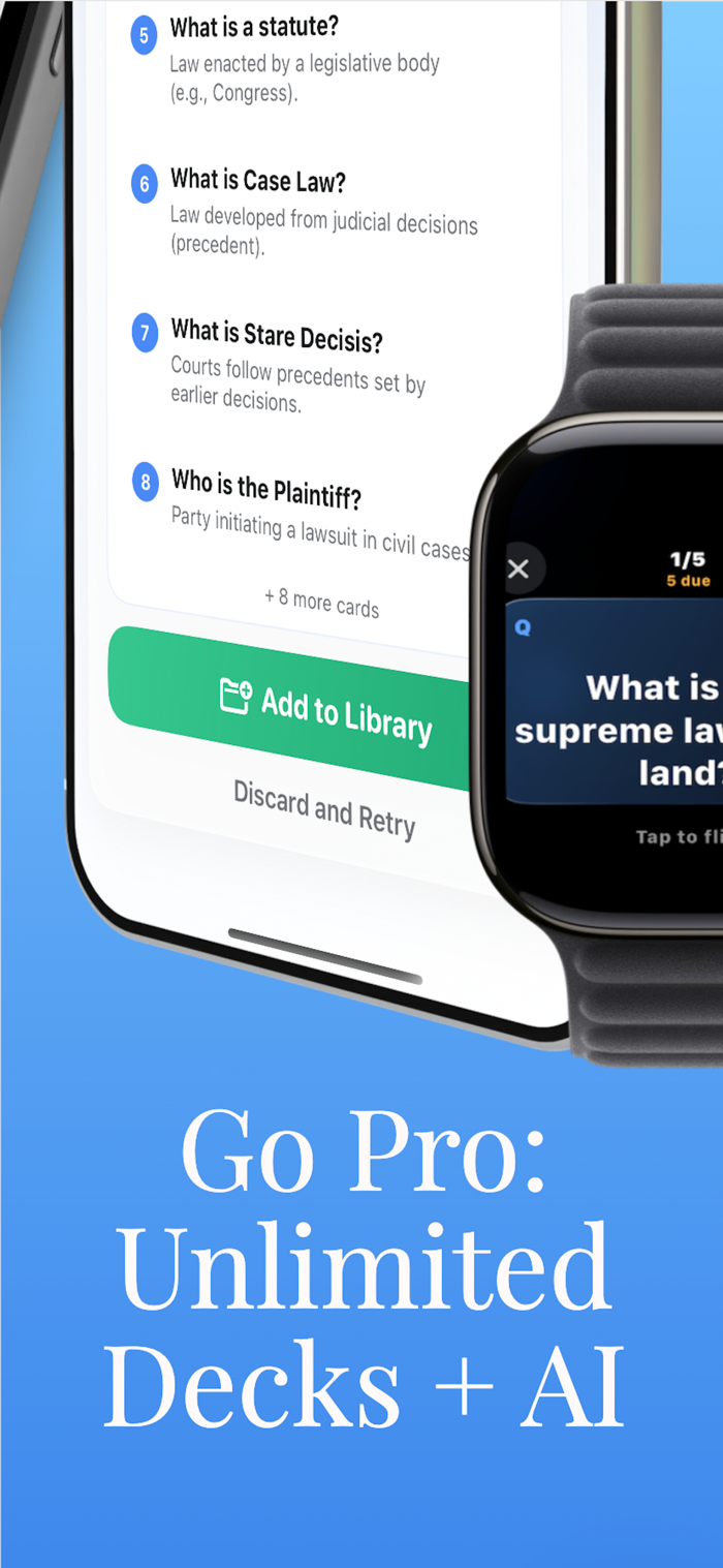 WatchStudy: Pro AI Flashcards - WatchStudy助力学生在Apple Watch和iPh