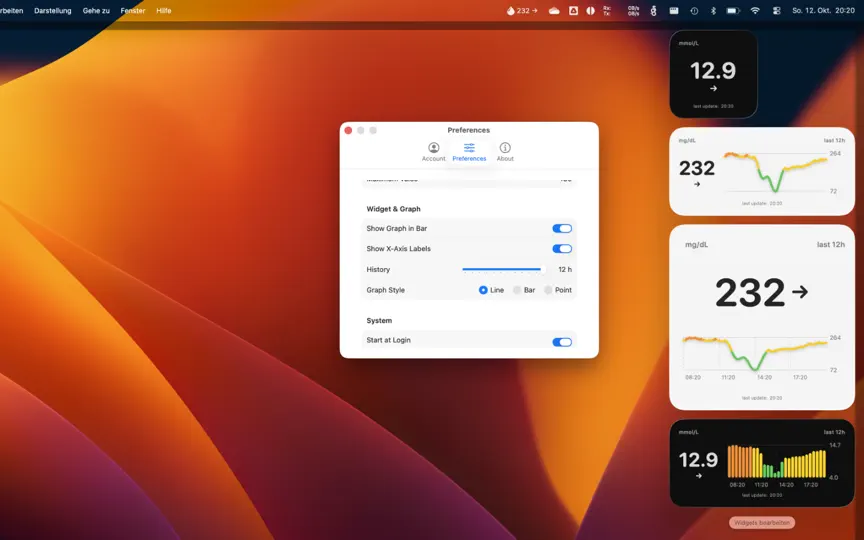 Capture d'écran de GlucoseDesk sur iPhone 6