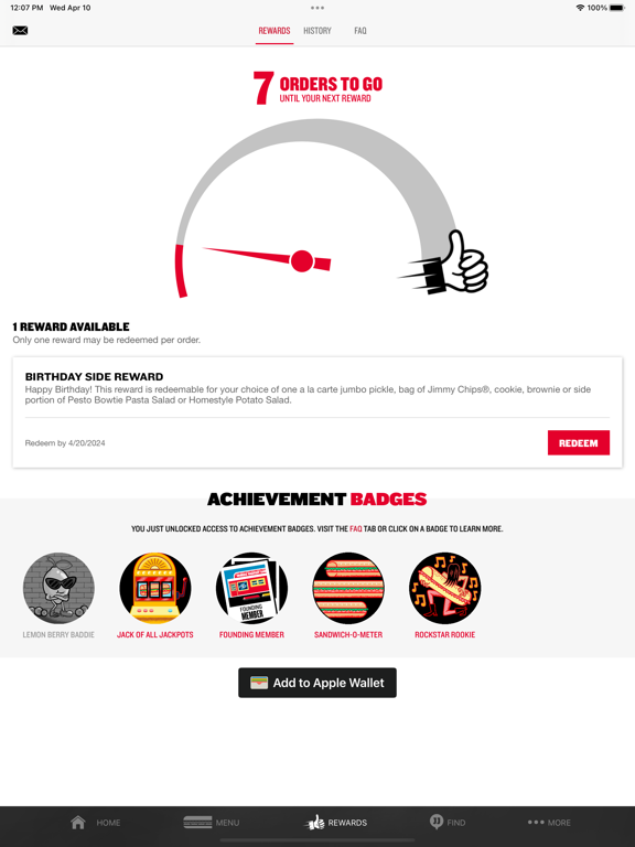 Jimmy John’s Sandwiches iPad screenshot 4 - Food & Drink app
