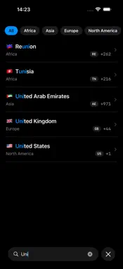 Country Dialling Codes screenshot 1