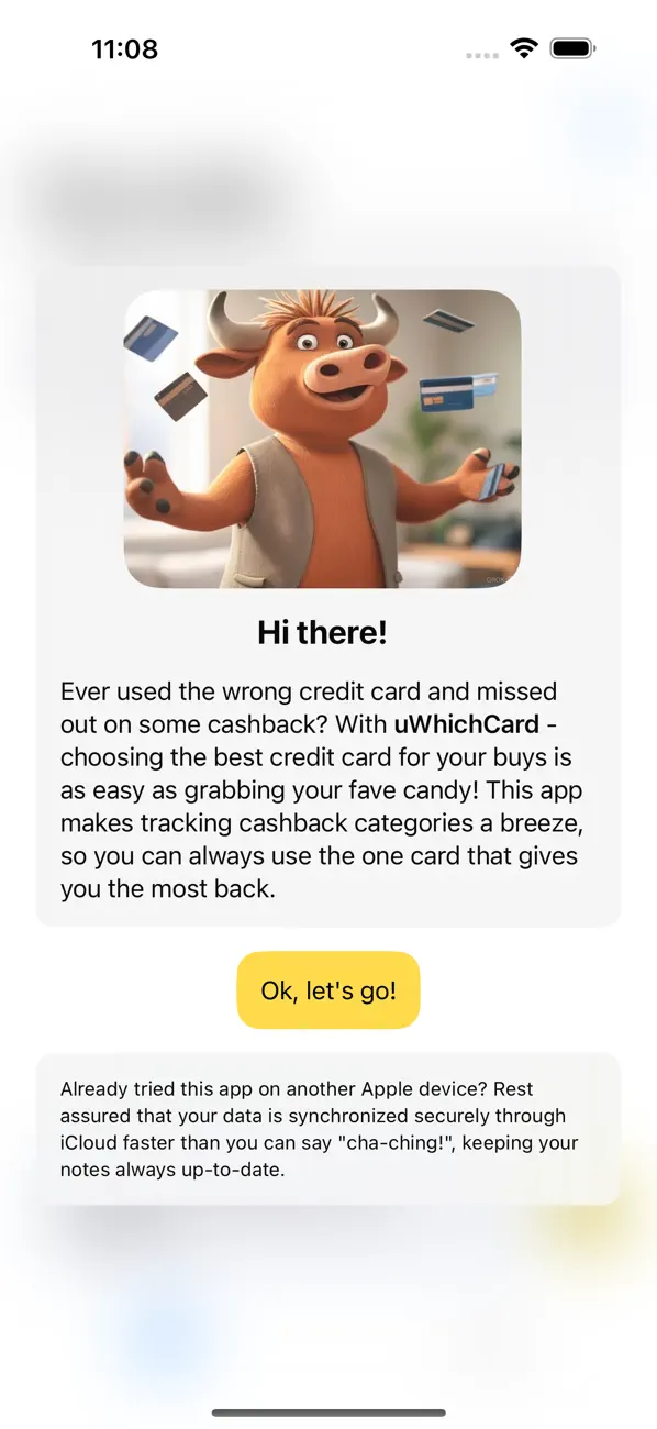 Screenshot #1 pour UseWhichCard: Track Cashbacks