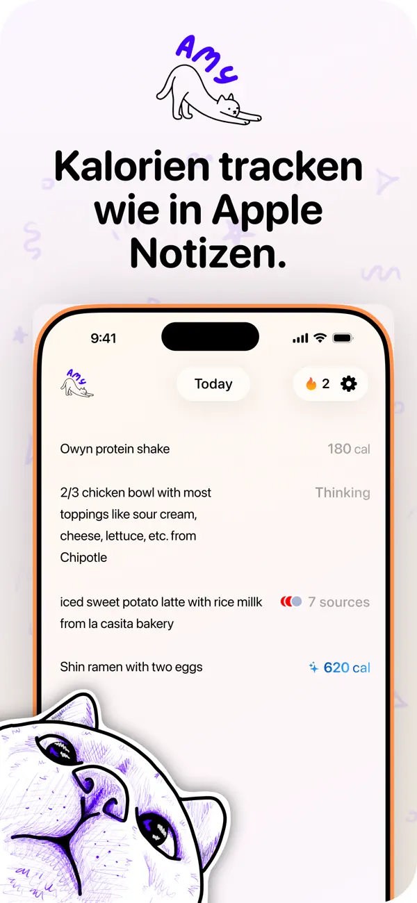 Amy Food Journal iPhone App Screenshot 1 – Gesundheit & Fitness