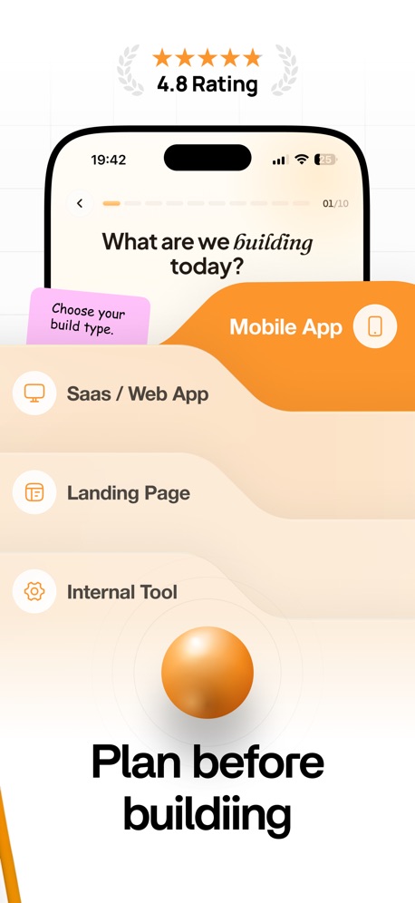 AI App Builder Architect App Store screenshot 2, headline “Plan before buildiing”. Laurel or award.