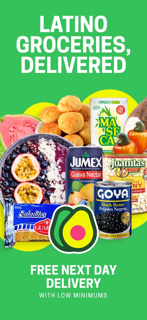 MásGusto - Discover how MásGusto showcases a vibrant collage of authentic Latino groceries, from fresh guava slices to pantry staples like Maseca, ensuring users find their favorite flavors.