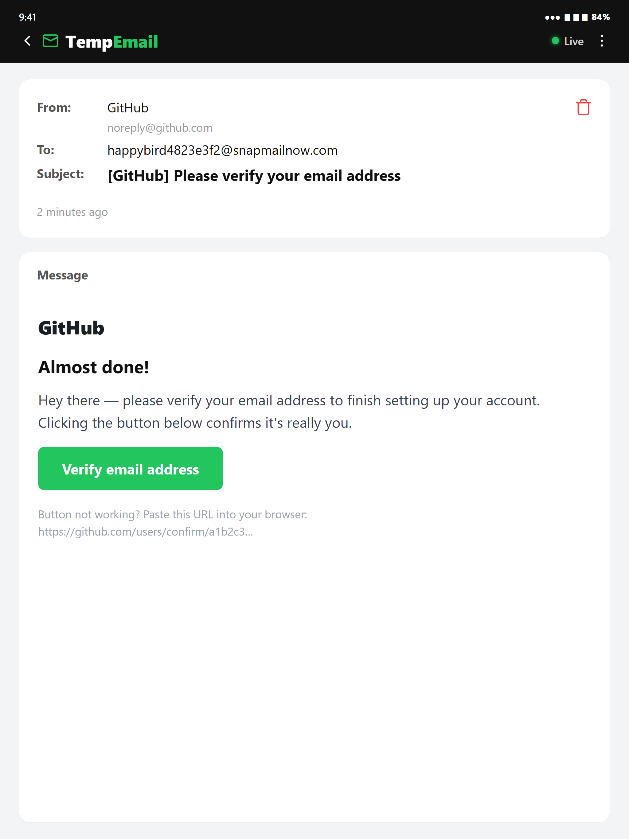 TempEmail: Disposable Inbox screenshot 4