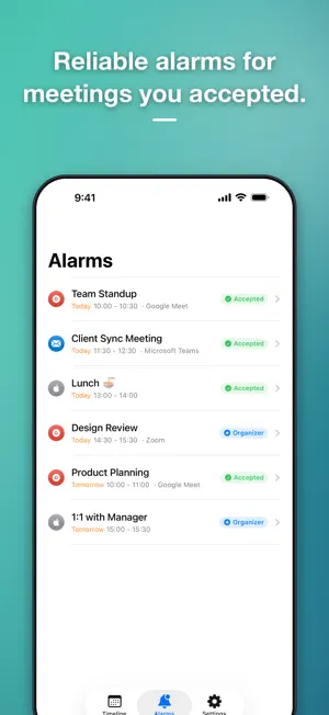 Auto Alarm: Accepted Meetings screenshot 4