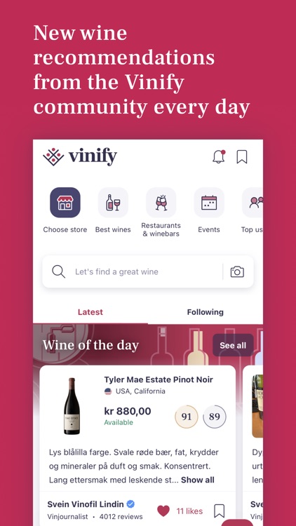 Vinify: Wine cellar & reviews