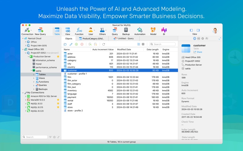 Navicat 17 for MySQL app screenshot
