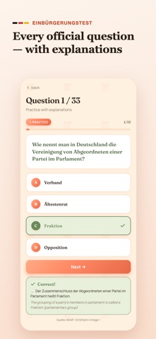 German Citizenship Test & DTZ iPhone screenshot
