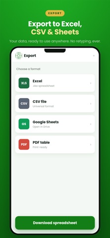Xcelify: Scan Tables to Sheets screenshot